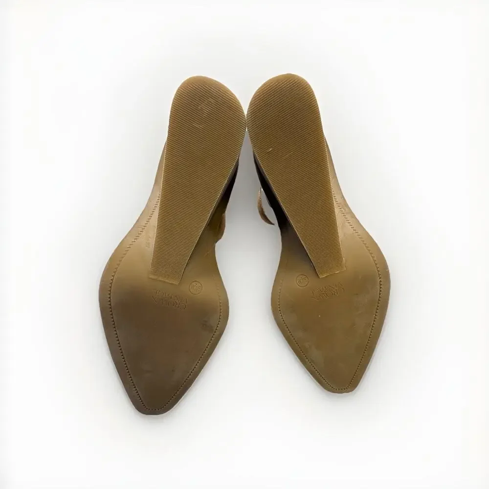 Crown Vintage Women’s Doriss Suede Wedge Pumps Tan Ankle Strap Heels Size 9.5 - Picture 3 of 7